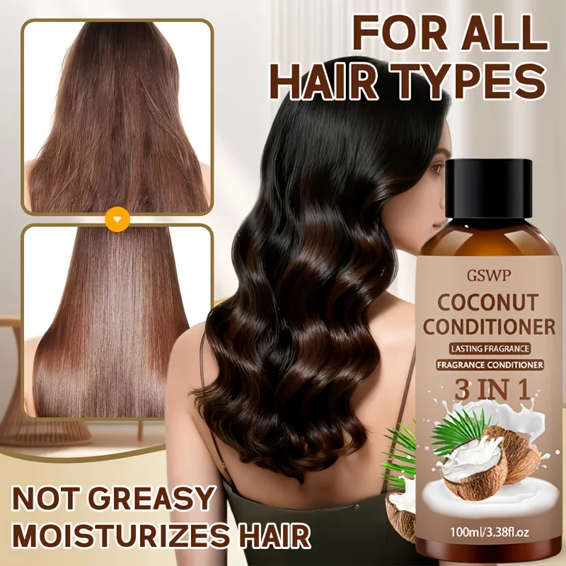 GSWP 3-In-1 Coconut Shampoo and Conditioner Set，Deeply moisturize, soften and nourish the hair, suitable for caring for dry.200g thumbnail 3