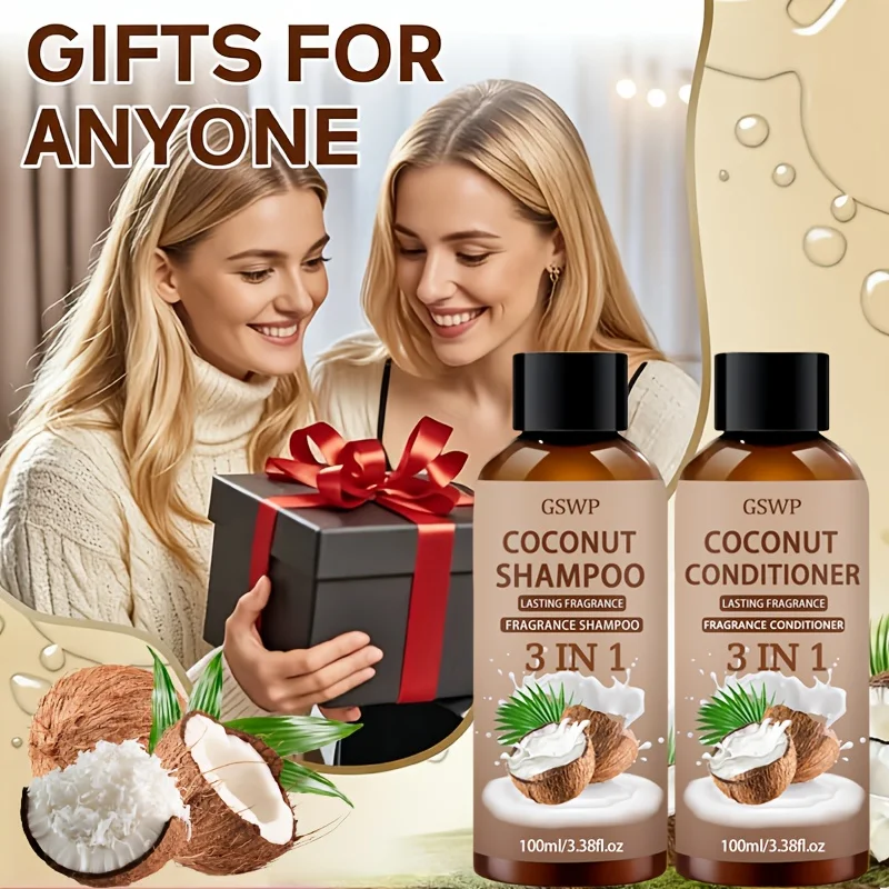 GSWP 3-In-1 Coconut Shampoo and Conditioner Set，Deeply moisturize, soften and nourish the hair, suitable for caring for dry.200g thumbnail 6
