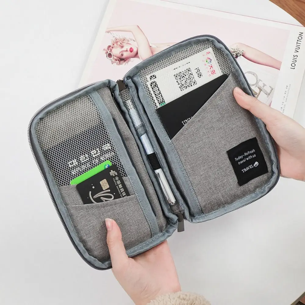 Travel Accessories Travel Wallet Ticket Holder Zipper Family Passport Holder OX Cloth Passport Protective Cover Document Case thumbnail 4