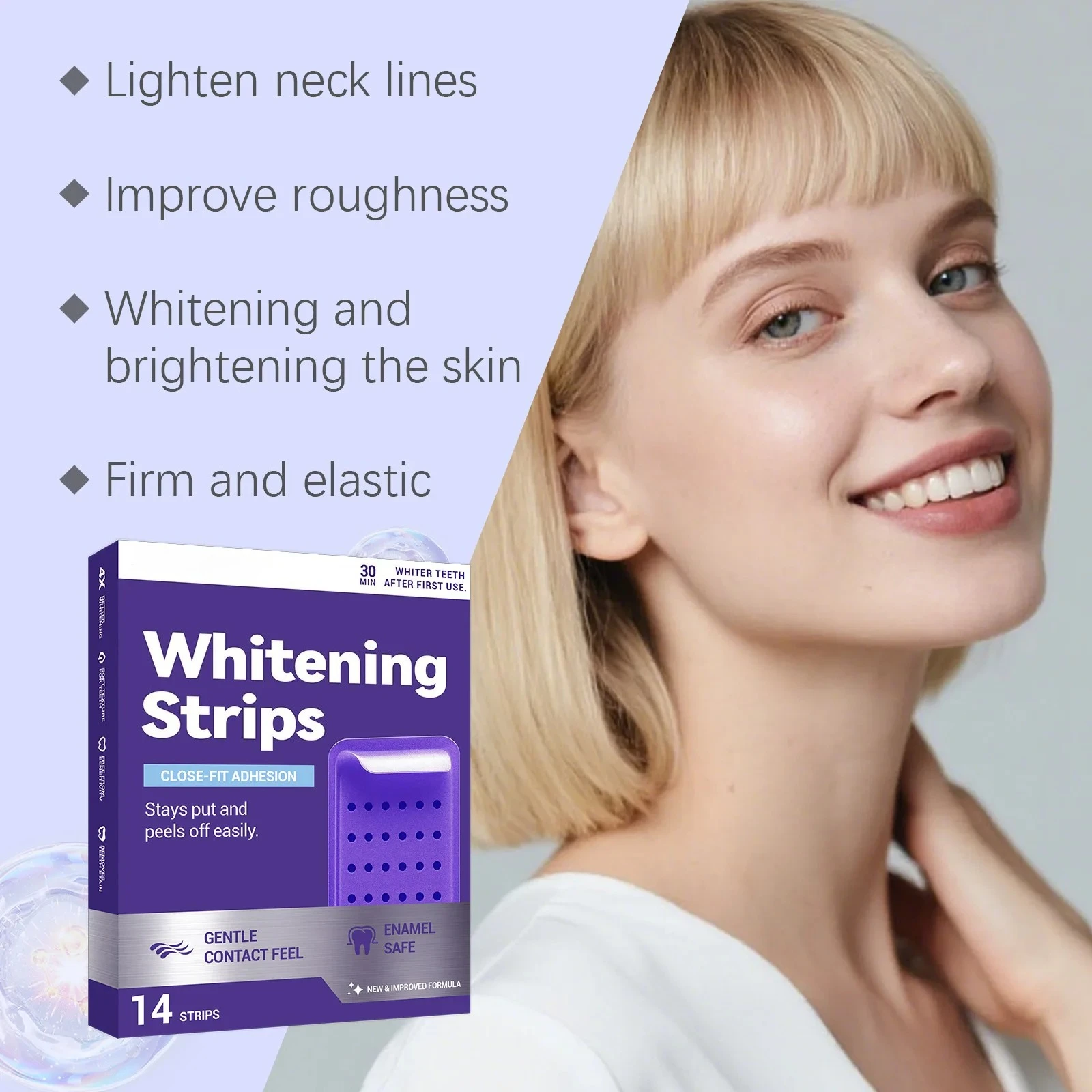Purple Teeth Whitening Strips Oral Hygiene Fresh Breath Brighten Tooth Bleaching Long Lasting Oral Care Tooth Whitener Patches thumbnail 3