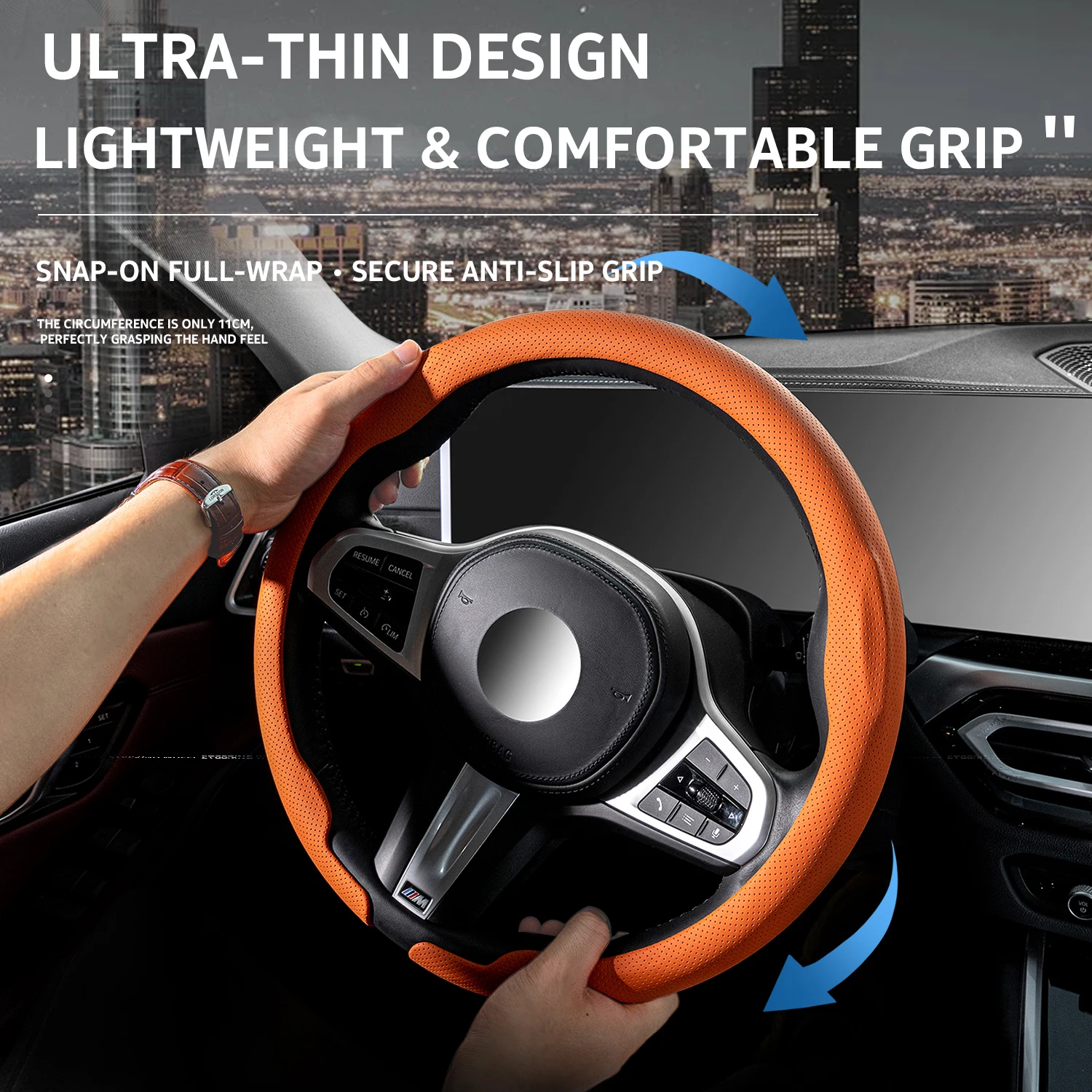 2026 New Ultra-Thin Car Steering Wheel Cover All-Season Universal  Anti-Slip Sweat-Absorbent Suede Nappa Automotive Interior thumbnail 2