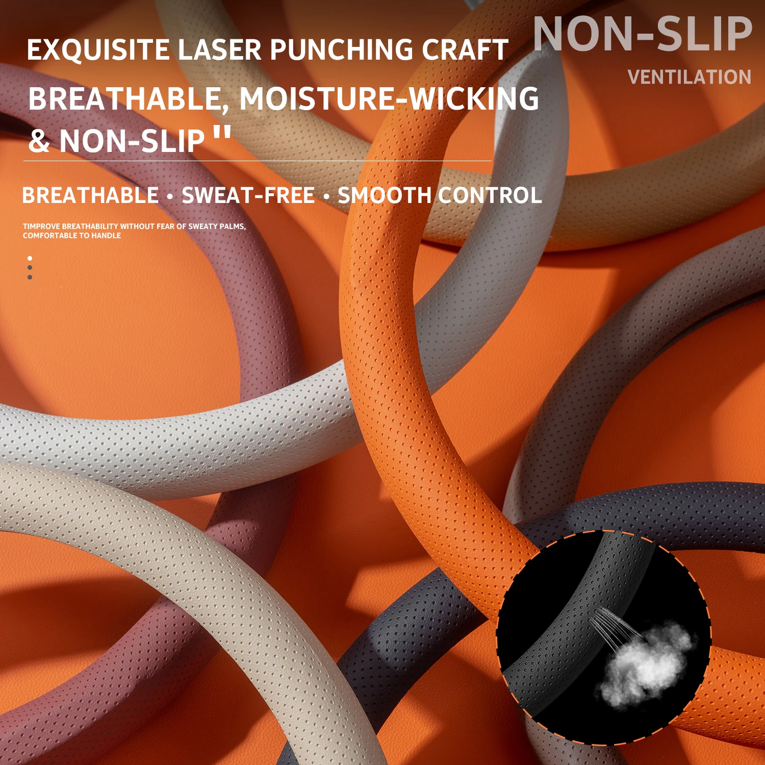2026 New Ultra-Thin Car Steering Wheel Cover All-Season Universal  Anti-Slip Sweat-Absorbent Suede Nappa Automotive Interior thumbnail 5