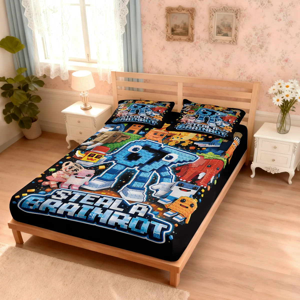 3pcs Funny 67 Element Printed Coreless Bed Sheet Set, Multi Size Soft Bed Cover, Bedroom Bedding Decoration, Machine Washable thumbnail 2