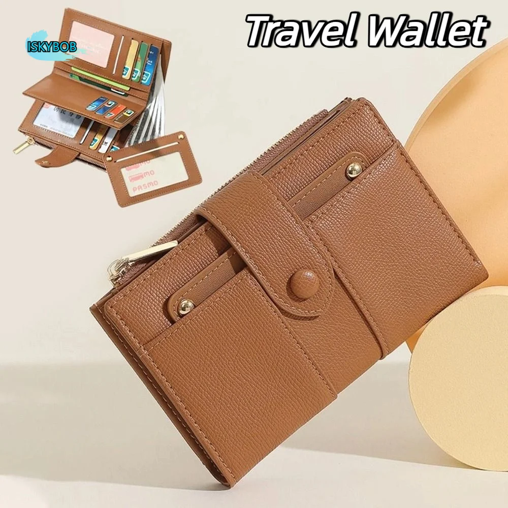 Card Holder PU Passport Bag Ticket Holder Passport Cover Fold Purse Card Case Multifunctional Storage Bag Travel Accessories