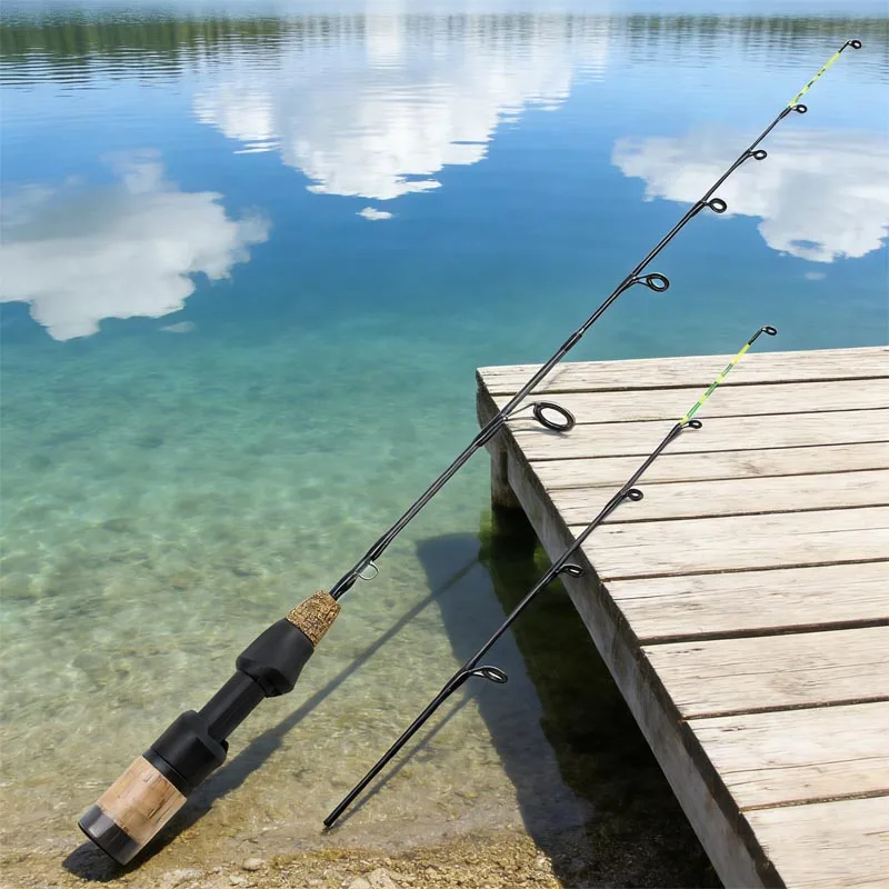 60cm Telescopic Ice Fishing Rod and Reel Combo 2 Tips Carbon Pole Tackle Set Winter Fishing Gear for Outdoor Sports