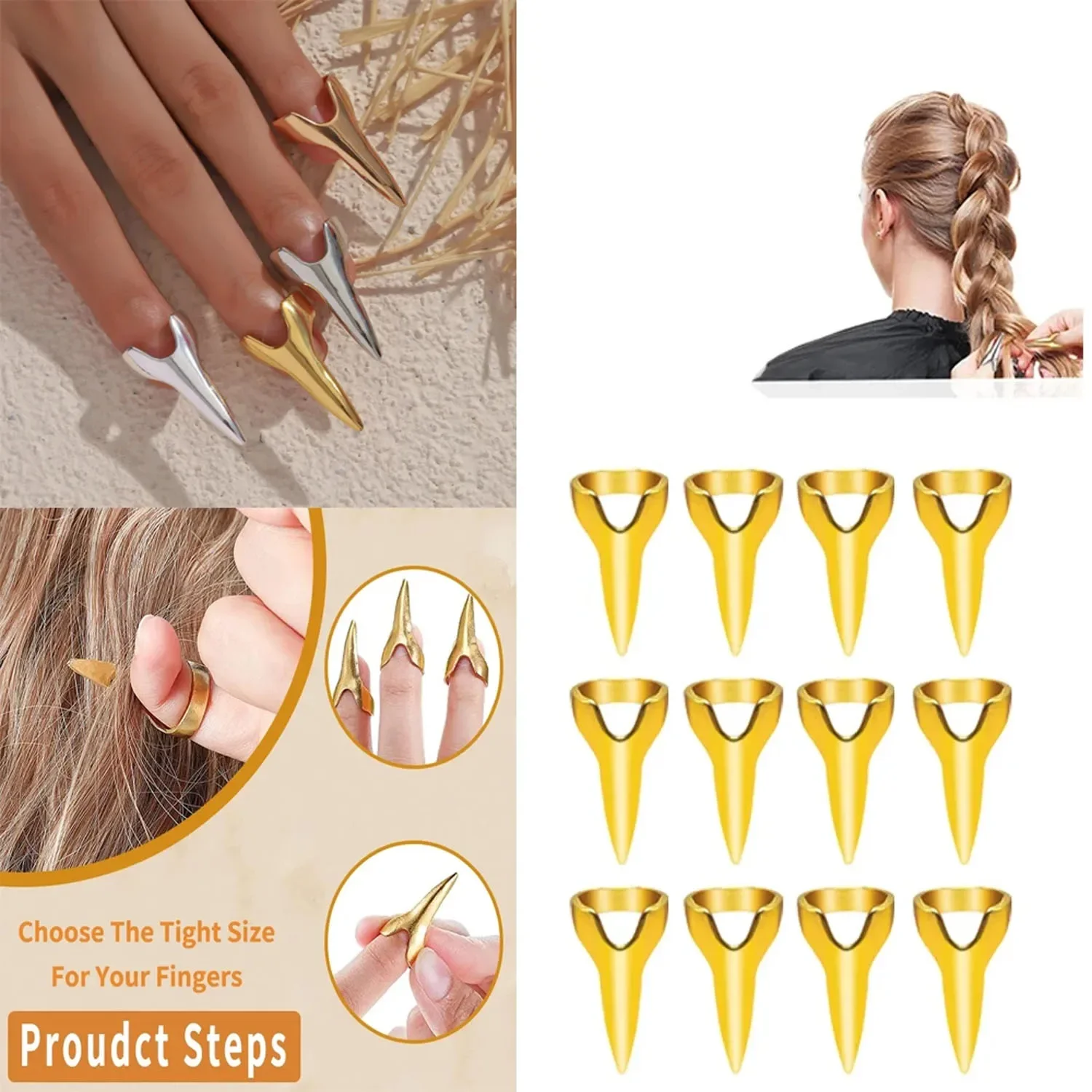 Retro Metal Hair Sectioning Rings for Women Halloween Cosplay Salon Use Wig Tool Hair Extensions Accessories thumbnail 3