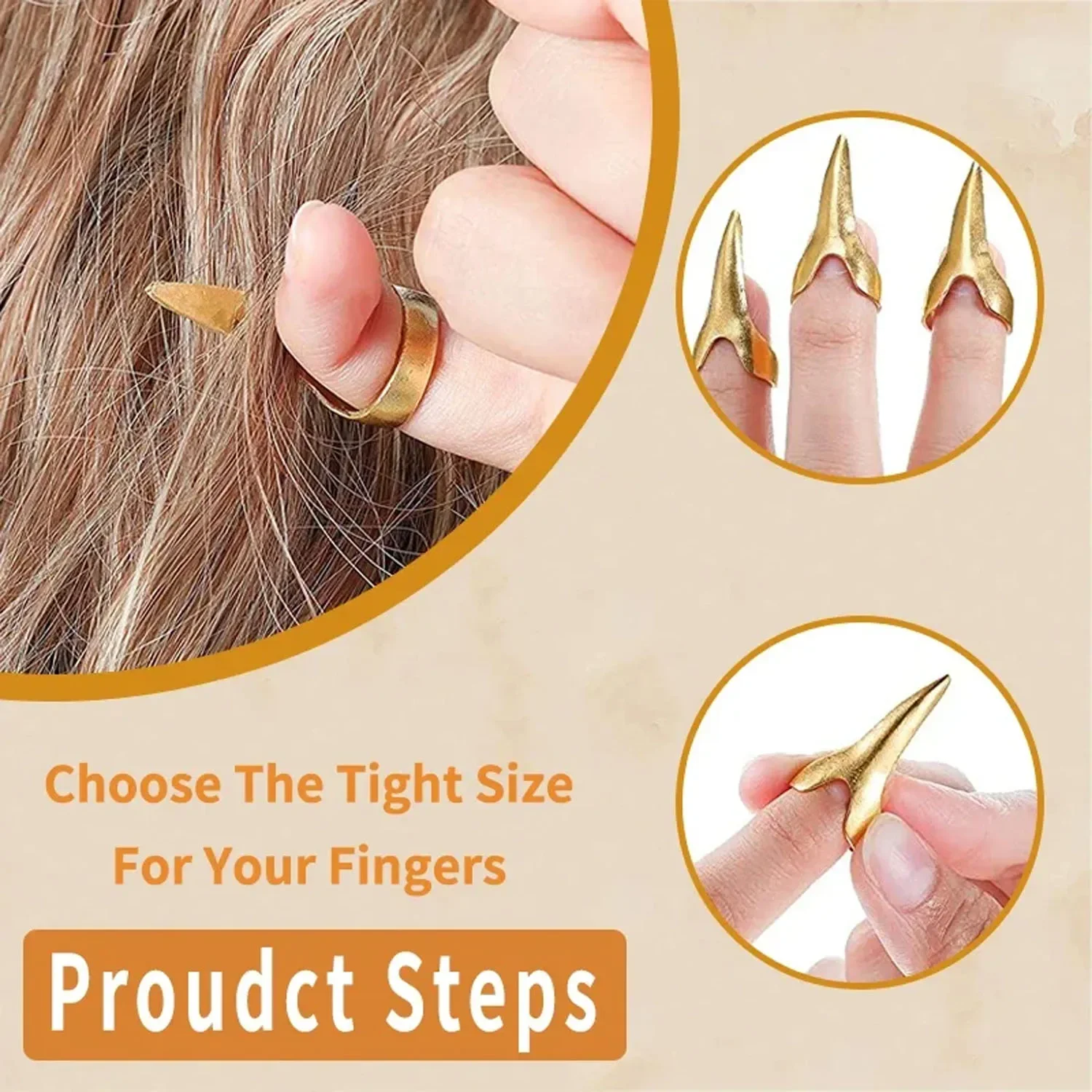 Retro Metal Hair Sectioning Rings for Women Halloween Cosplay Salon Use Wig Tool Hair Extensions Accessories thumbnail 2