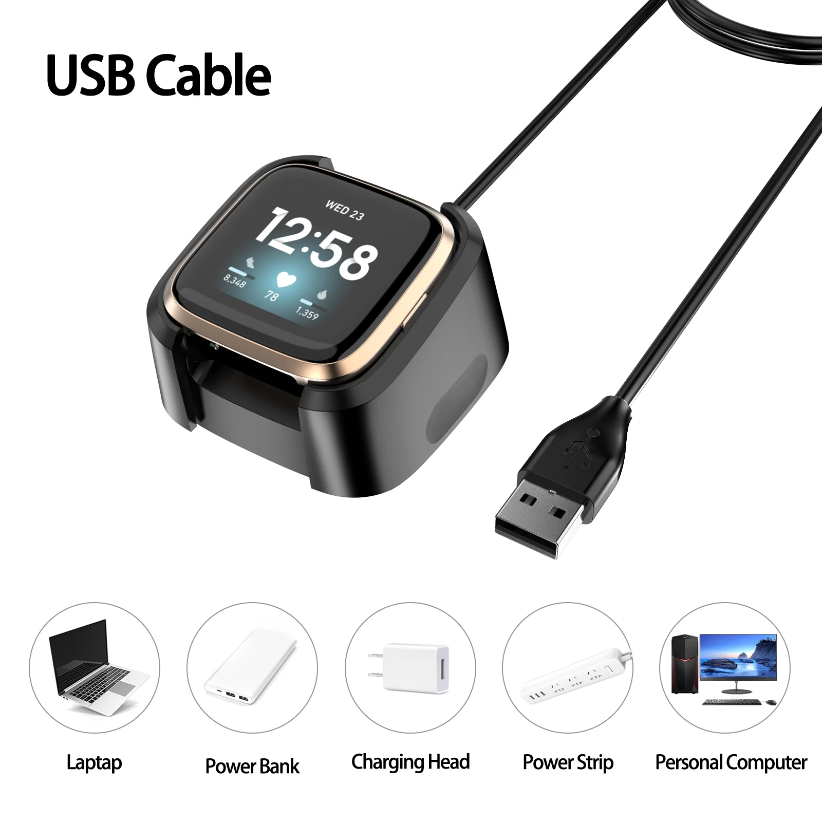 Smart Watch USB Charger For Fitbit Versa 2 Charging Cable For Fitbit Versa 2 Charger Dock Stand Cradle Smart Watch Accessories thumbnail 2
