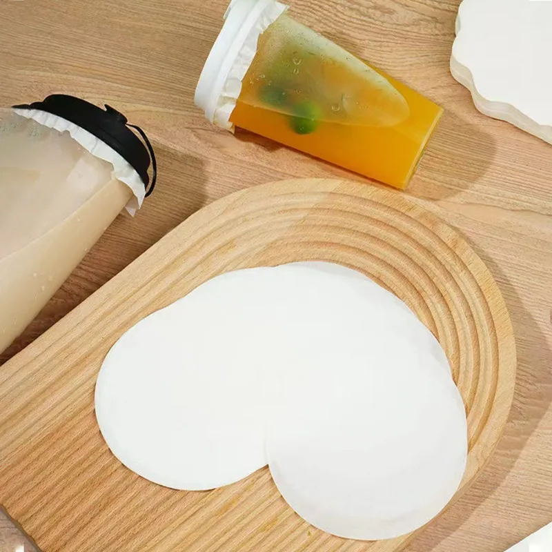 500/100x Leak-Proof Cup Cap Lid Liners Disposable Paper Coffee Cup Cover Round Sealing Paper Pads for Beverage Milk Supplies thumbnail 6