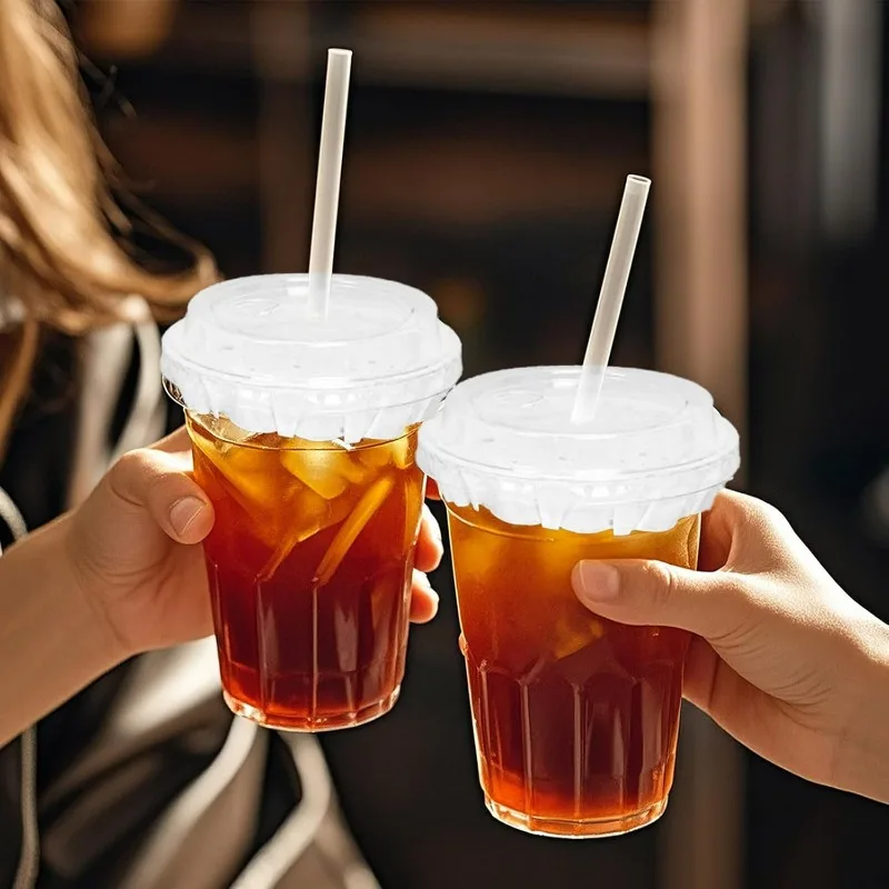 500/100x Leak-Proof Cup Cap Lid Liners Disposable Paper Coffee Cup Cover Round Sealing Paper Pads for Beverage Milk Supplies thumbnail 3
