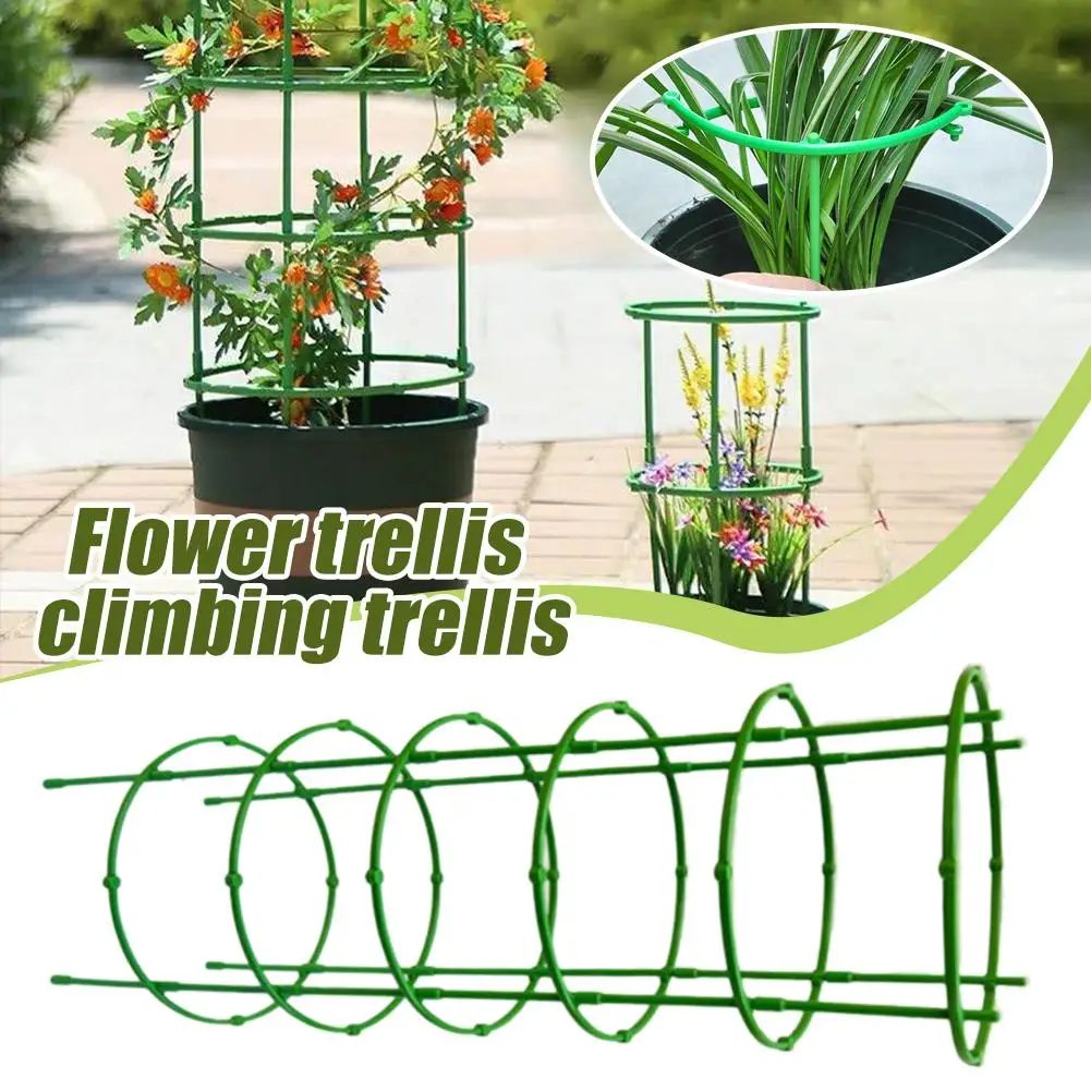 3/6/10Layers Plant Support Plant Stakes Round Plant Support Ring Plastic Plant Cage Holder Flower Pot Climbing Trellis thumbnail 6