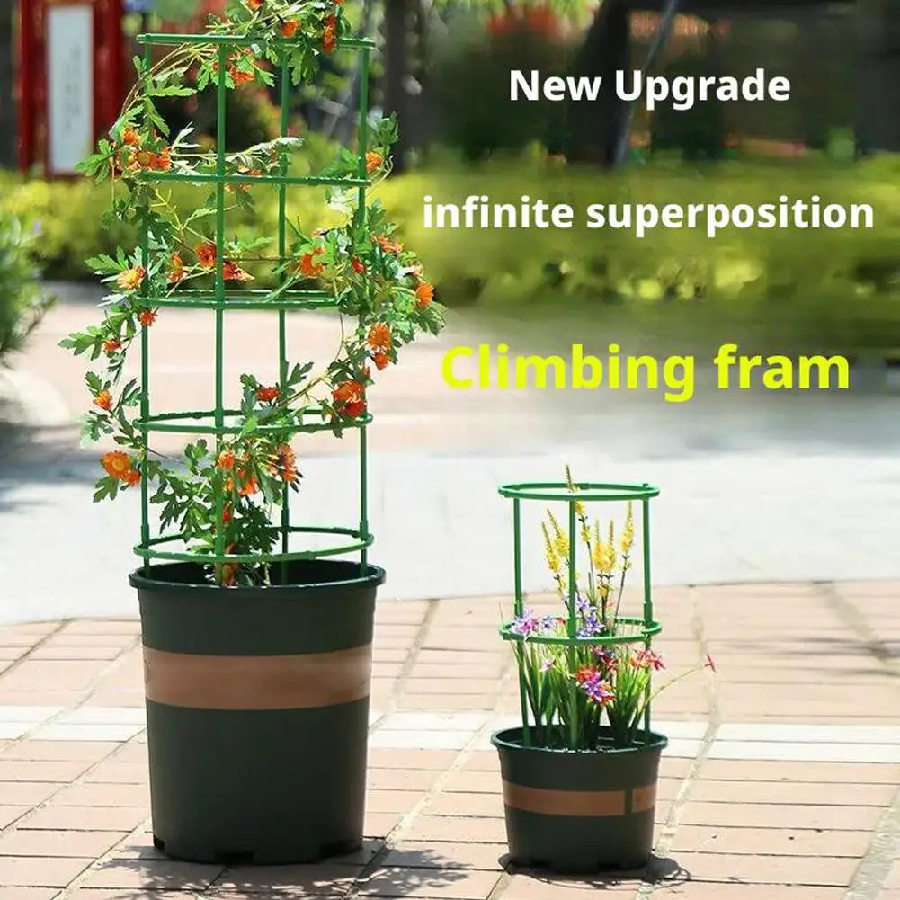 3/6/10Layers Plant Support Plant Stakes Round Plant Support Ring Plastic Plant Cage Holder Flower Pot Climbing Trellis thumbnail 2