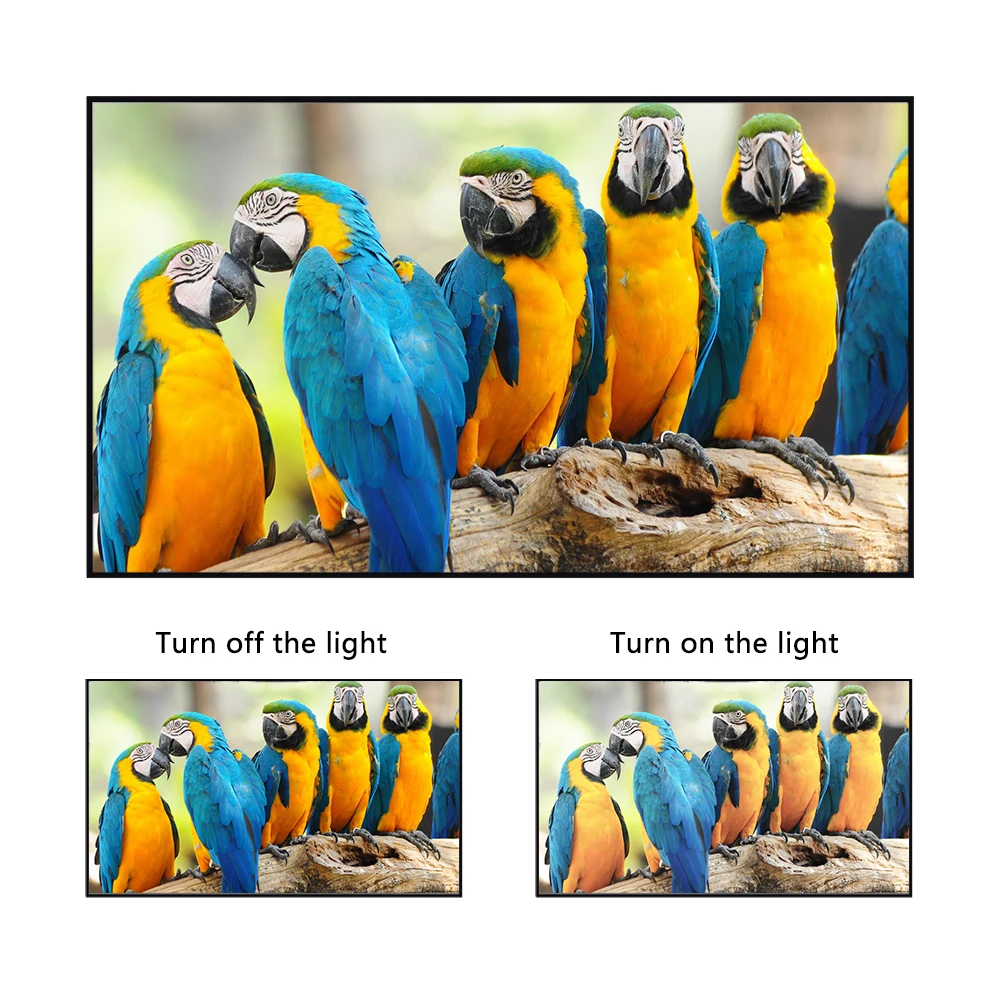 Anti-Light Projector Screen Simple 16:9 Reflective Enhance Brightness 60 100 120inch Fabric Cloth Portable Projection Screen thumbnail 2