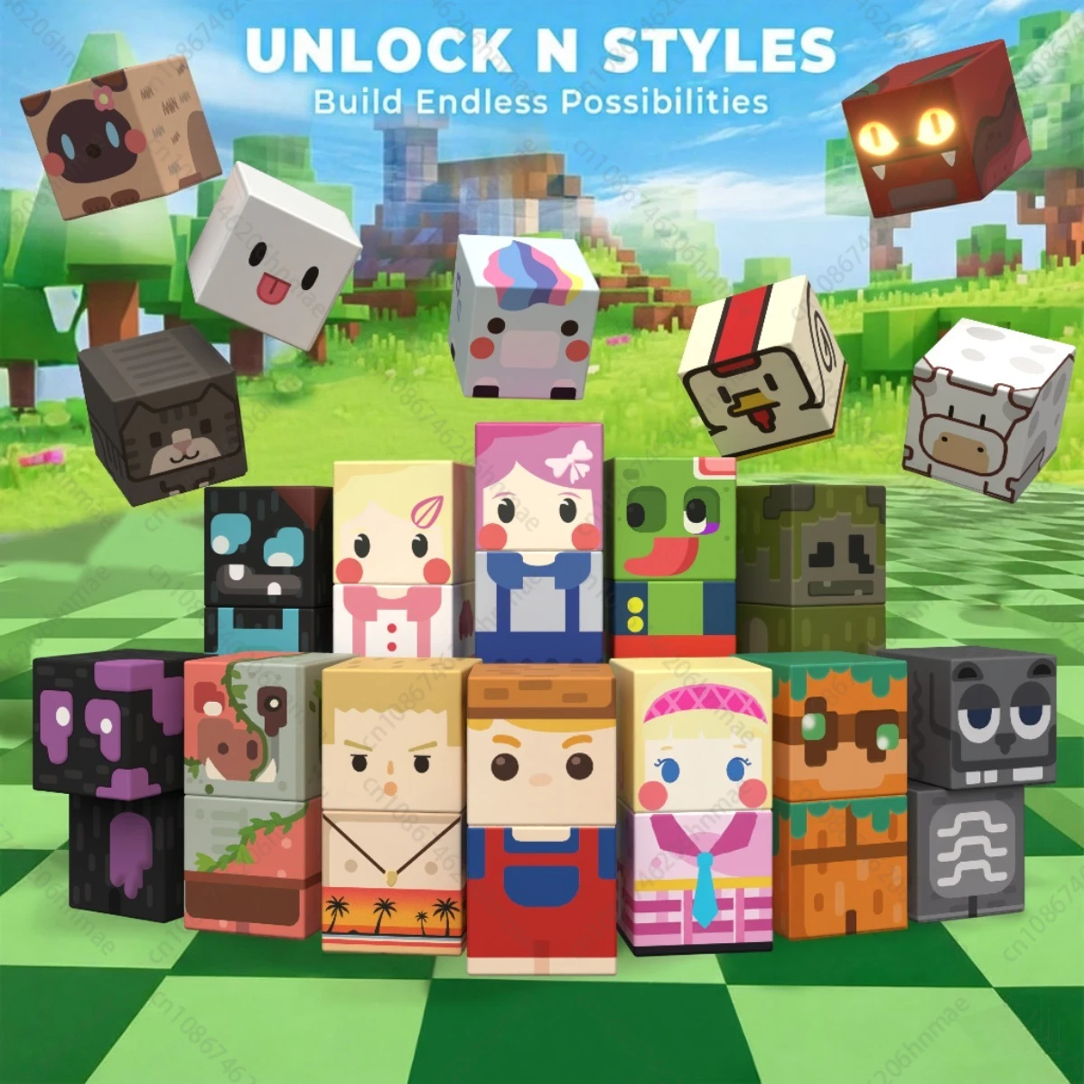 Magnetic Building Blocks Mine World Character People Animal Brick Cubes STEM Educational Family Toy Gift for Boys Girls Children