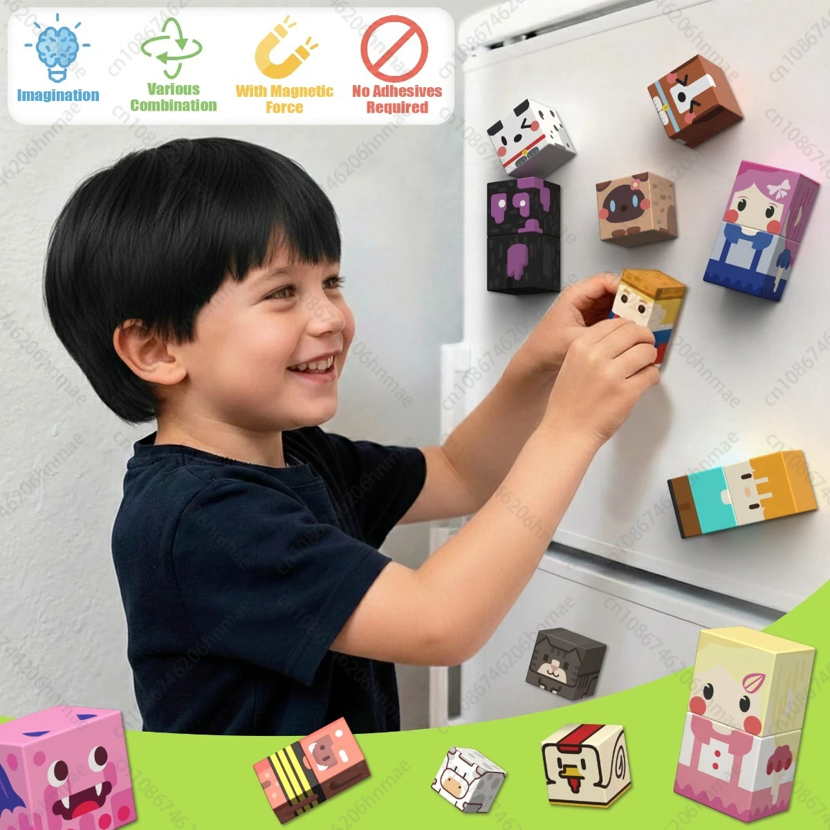 Magnetic Building Blocks Mine World Character People Animal Brick Cubes STEM Educational Family Toy Gift for Boys Girls Children thumbnail 6