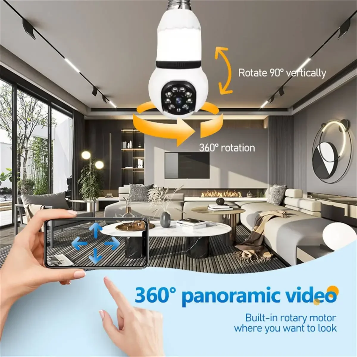 5MP Lamp E27 Bulb WiFi Camera LED Bulb Smart IP Camera Surveilance PTZ 8X Zoom Tracking Two-way Audio Night Vision Wireless Cam thumbnail 4