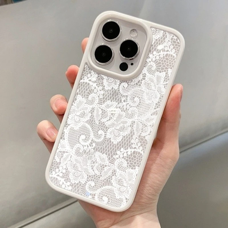 Vintage White Lace Floral Phone Case for iPhone 17 16 15 14 11 12 13 Pro Max 16E 17Air X XR XS 7 8 Plus SE 2022 Protective Cover thumbnail 4