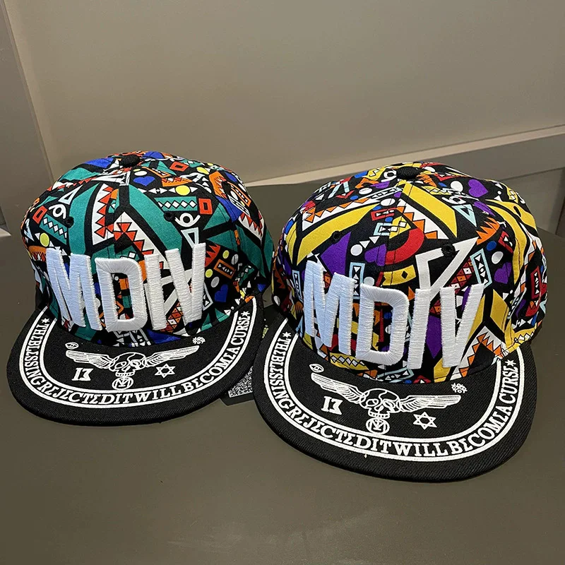 MDIV Trendy Hip Hop Baseball Cap Unisex Flat Brim Sun Protection Dance Hat Couple Street Style Breathable Comfortable Cotton thumbnail 3