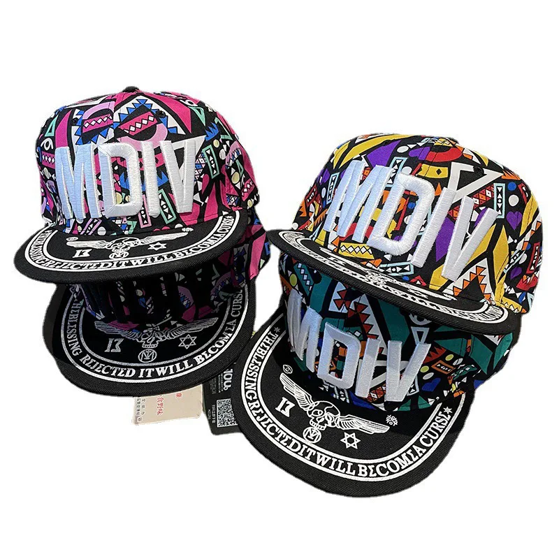 MDIV Trendy Hip Hop Baseball Cap Unisex Flat Brim Sun Protection Dance Hat Couple Street Style Breathable Comfortable Cotton thumbnail 4