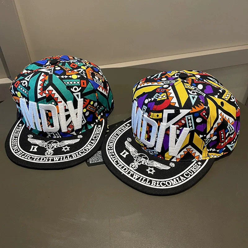 MDIV Trendy Hip Hop Baseball Cap Unisex Flat Brim Sun Protection Dance Hat Couple Street Style Breathable Comfortable Cotton thumbnail 2