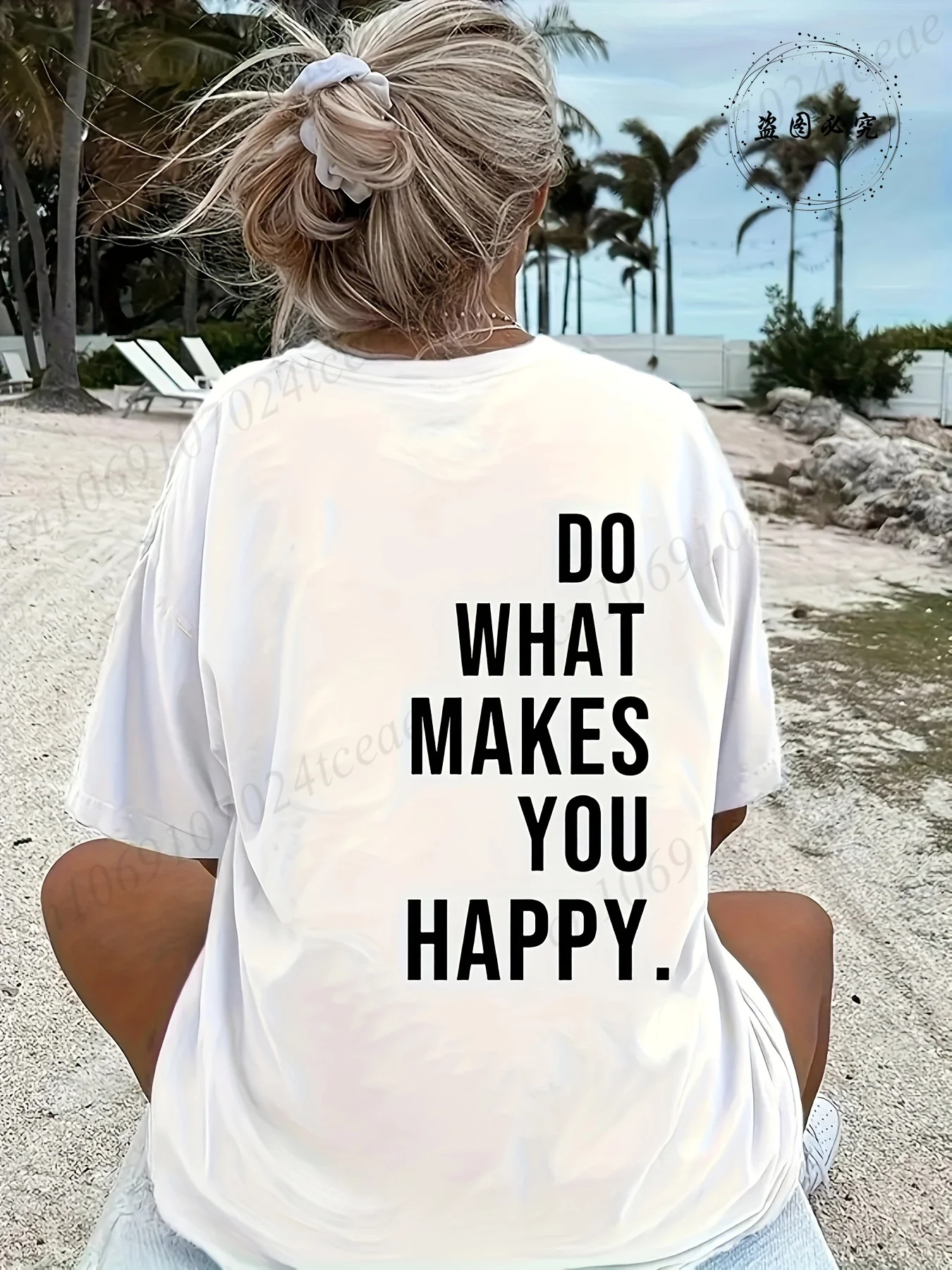 Do What Makes You Happy Printed T-Shirts for Women Tee Tops Funny Letters Unisex Clothing Short Sleeve Women's T-Shirts Clothing thumbnail 2