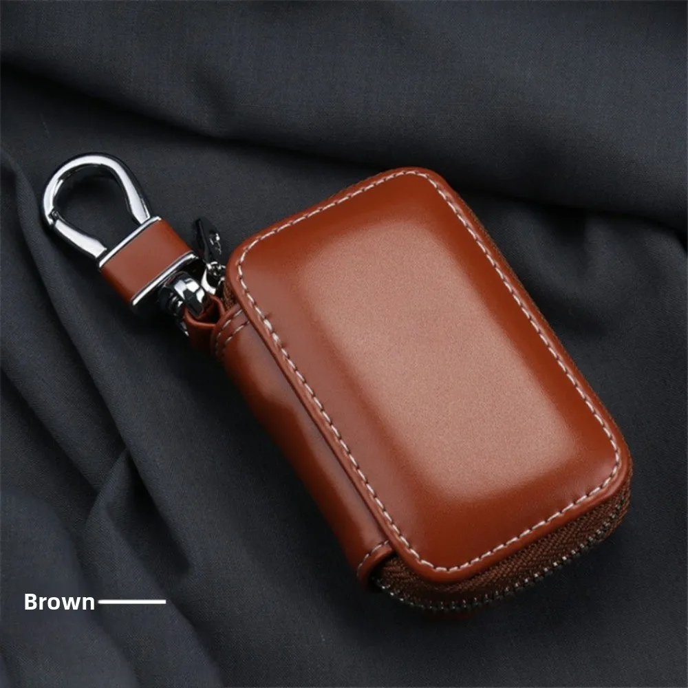 Trendy Leather Keychain Pouch Zipper Bag Key Wallets Car Key Case Cover Storage Bag Key Holder Organizer Men Women thumbnail 6