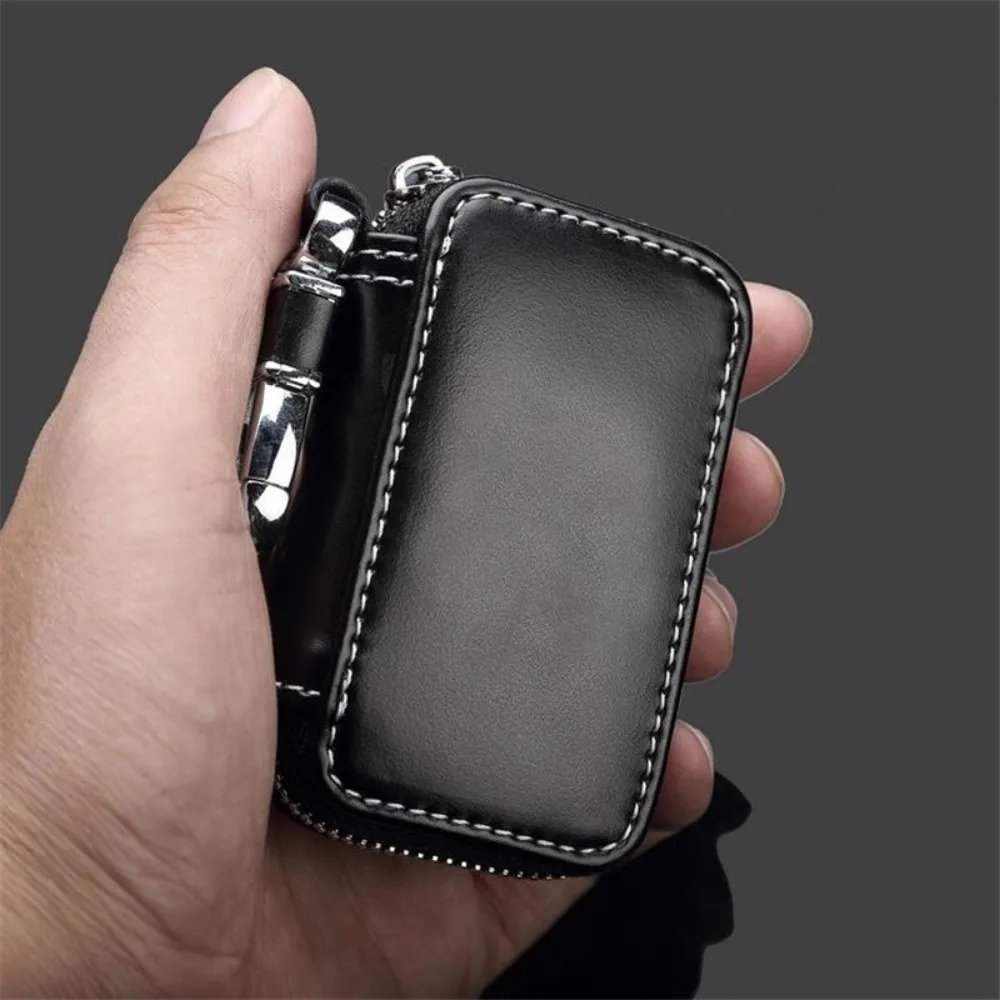 Trendy Leather Keychain Pouch Zipper Bag Key Wallets Car Key Case Cover Storage Bag Key Holder Organizer Men Women