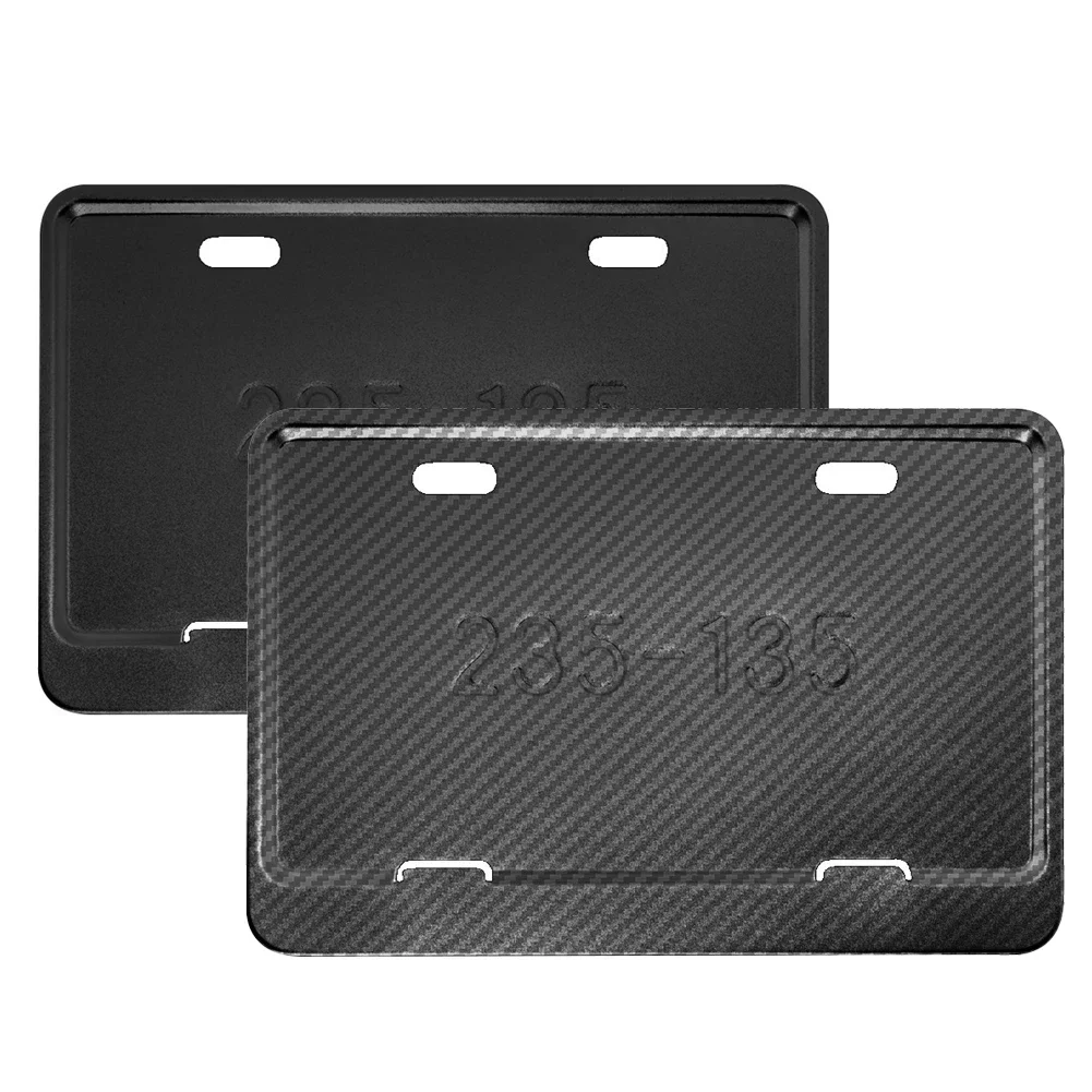 Motorcycle License Plate Frames Universal Mount Metal License Plate Holder Solid Style License Plate Holders Frame Black/Carbon thumbnail 3