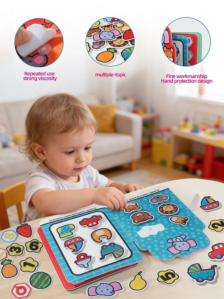 Baby Campus Quiet Book Montessori Sticker Cloth Book Early Educational Toy for Toddlers Gift Ramadan Eid Easter thumbnail 4