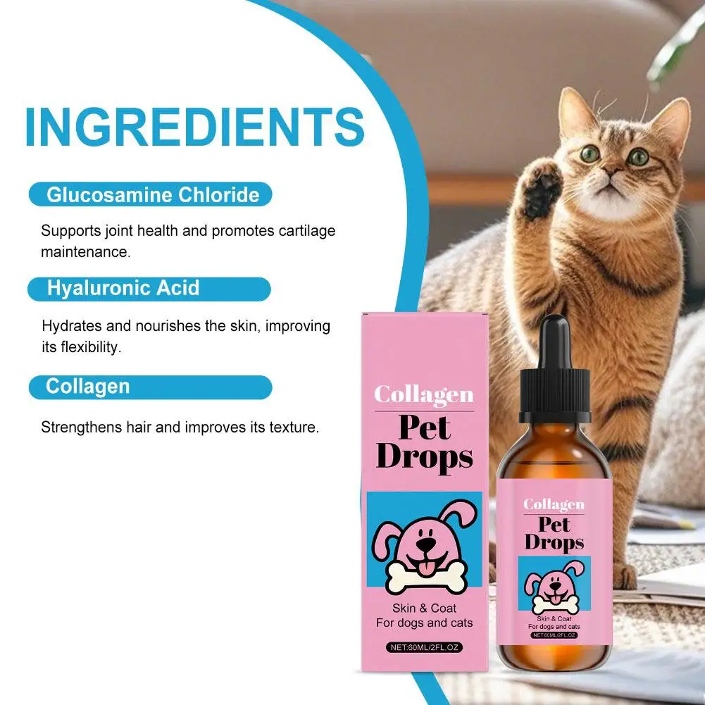 Pet Collagen Drops Gentle Formula Coat Skin Care Main Dietary Supplement Pet Cleaning Supplies Health Care Accessory thumbnail 5