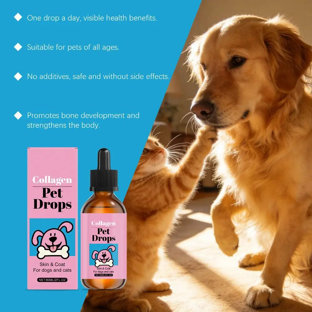Pet Collagen Drops Gentle Formula Coat Skin Care Main Dietary Supplement Pet Cleaning Supplies Health Care Accessory thumbnail 6