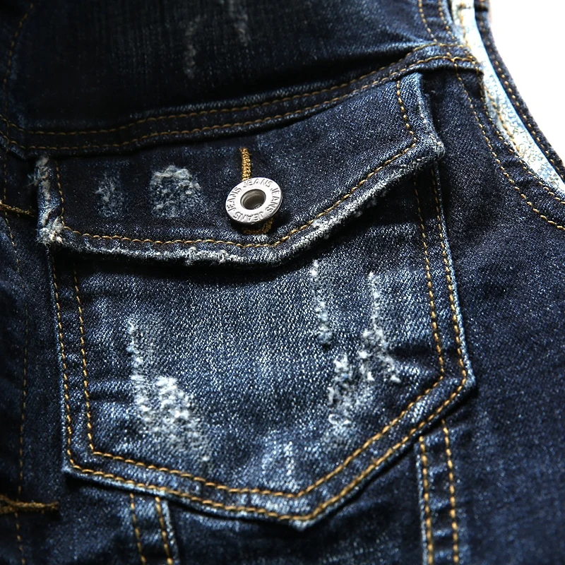 White Men's Sleeveless Denim Jacket, Blue Single Breasted Lapel Vest Coat, Black Denim Tops Waistcoat, Asian Size M-5XL thumbnail 6