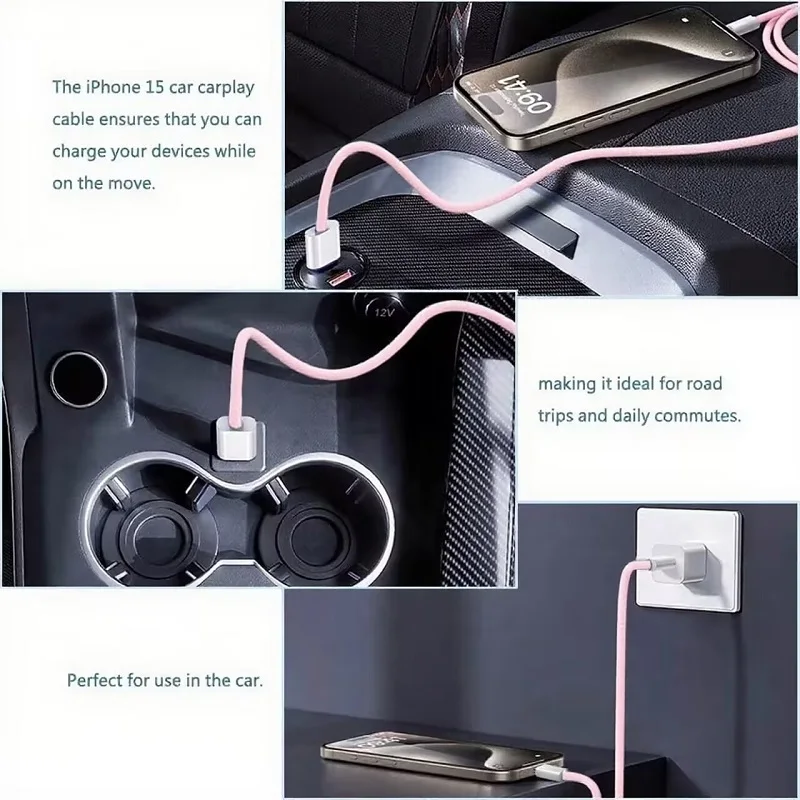 60W PD Nylon Braided USB-C to USB C Fast Charger Cable For iPhone 17 16 15 /Pro Max Compatibility Samsung Type C Fast Charging thumbnail 5