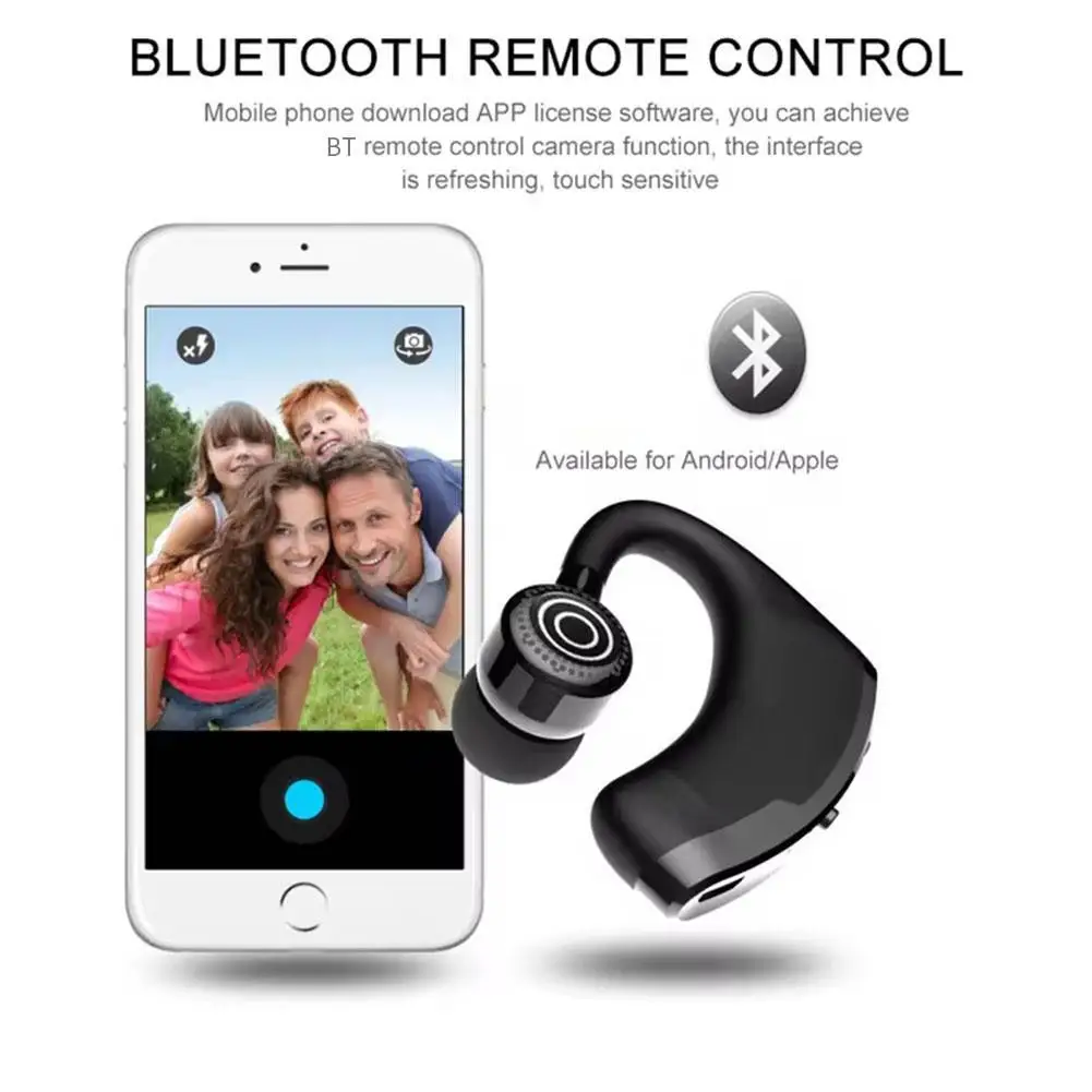 V9 Bluetooth Earphone Wireless Stereo HD Headphones With Mic For iPhone Samsung Huawei Phone Single Ear-hook Bluetooth Headset thumbnail 5
