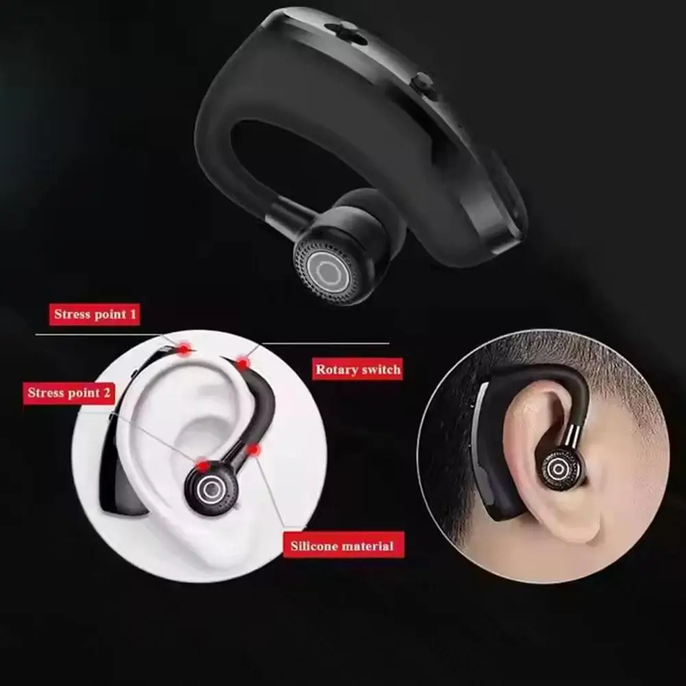 V9 Bluetooth Earphone Wireless Stereo HD Headphones With Mic For iPhone Samsung Huawei Phone Single Ear-hook Bluetooth Headset thumbnail 6