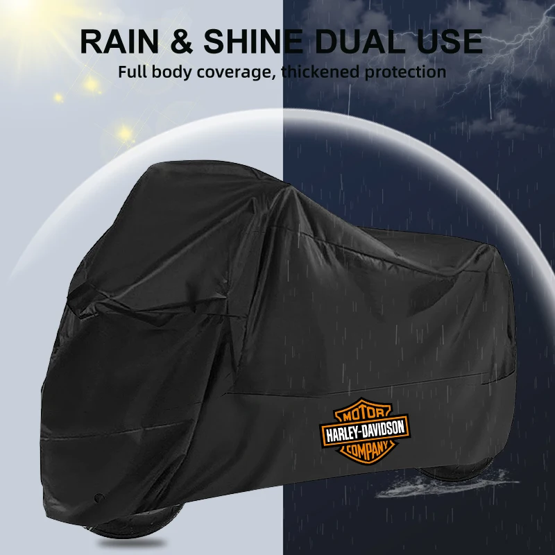 Motorcycle Cover black for Harley Davidson Waterproof Dustproof UV Protective Outdoor Rain Cover
