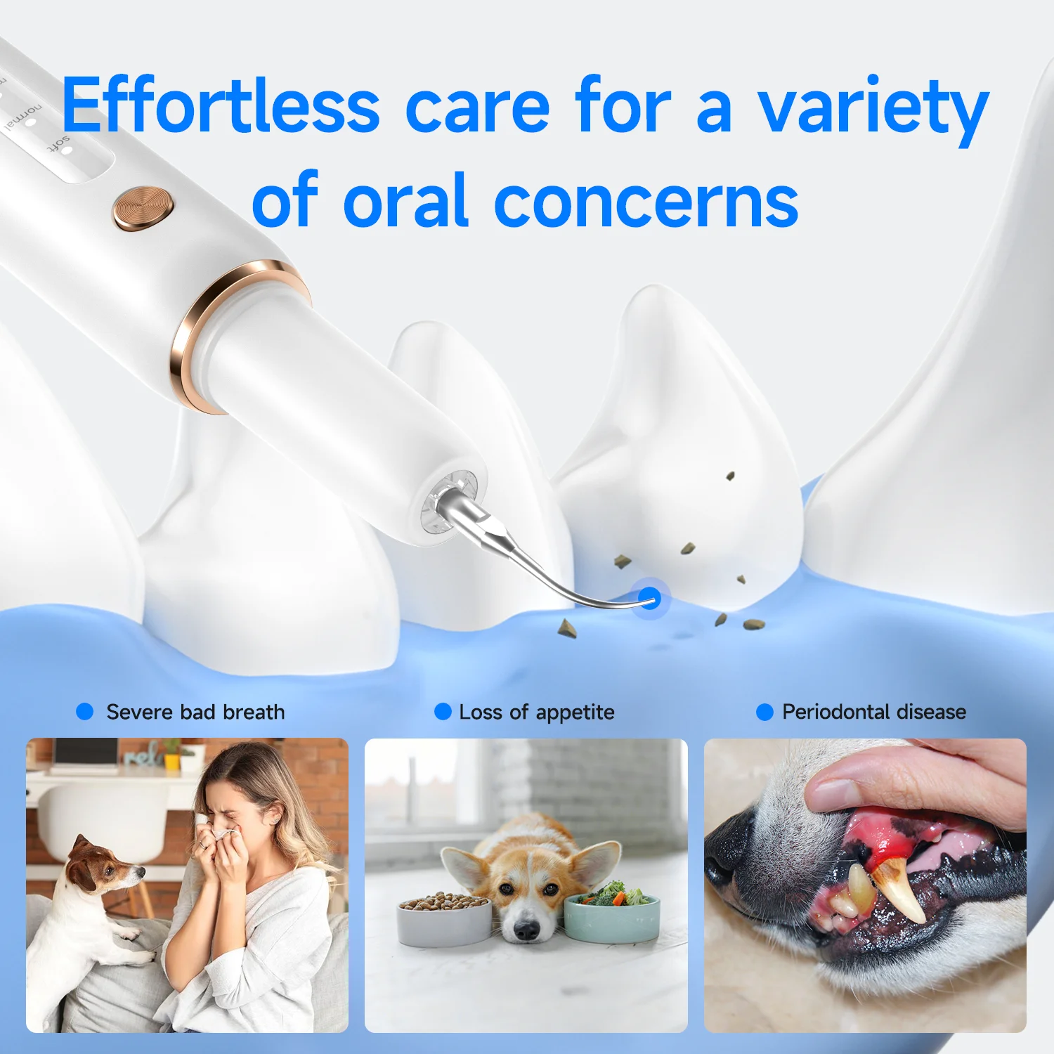 CURVY MOON T4 Pet Ultrasonic Electric Plaque Calculus Remover Teeth Whitening for Dog Cat Teeth Care Oral Care Appliances thumbnail 3