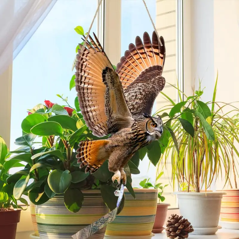 New Waterproof Bird Scarer Simulation Owl Bird Repellent Pest Control Artificial Scarecrow With Reflective thumbnail 3