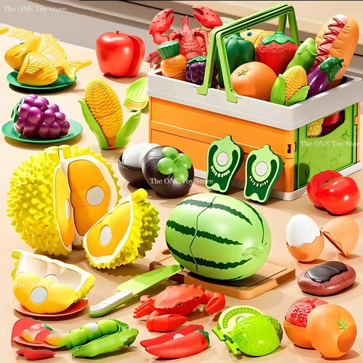 Kids Kitchen Pretend Play Set Simulation Cookware with Cutting Fruits Vegetables Food Accessories Toy Gift for Girls Boys thumbnail 2