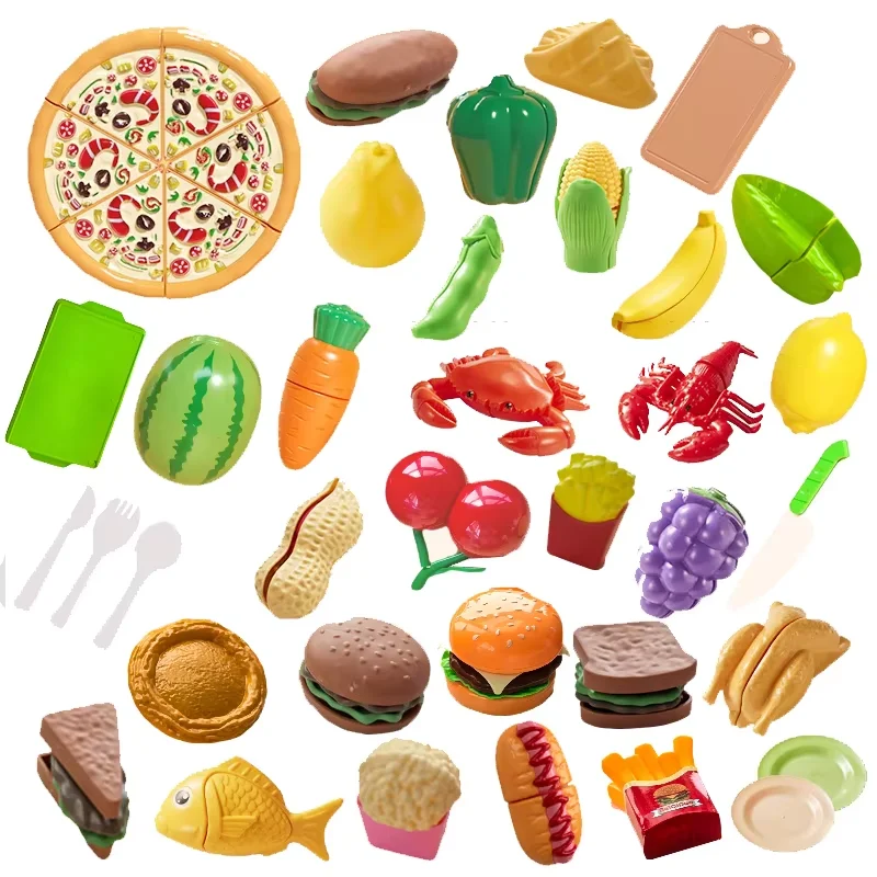Kids Kitchen Pretend Play Set Simulation Cookware with Cutting Fruits Vegetables Food Accessories Toy Gift for Girls Boys thumbnail 5
