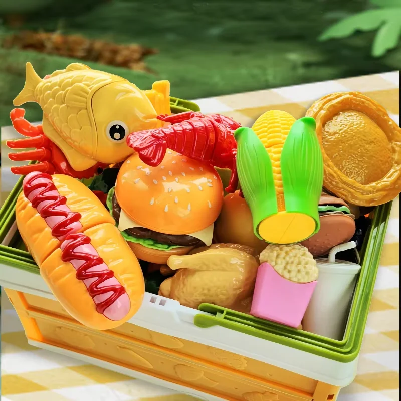 Kids Kitchen Pretend Play Set Simulation Cookware with Cutting Fruits Vegetables Food Accessories Toy Gift for Girls Boys thumbnail 6