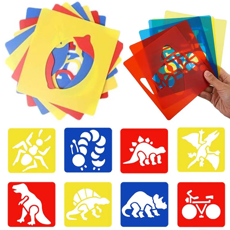 6~24pcs DIY Template Picture Drawing Template Plastic Stencils Rulers Painting Tools Washable Reusable Learning Themed TMZ thumbnail 5