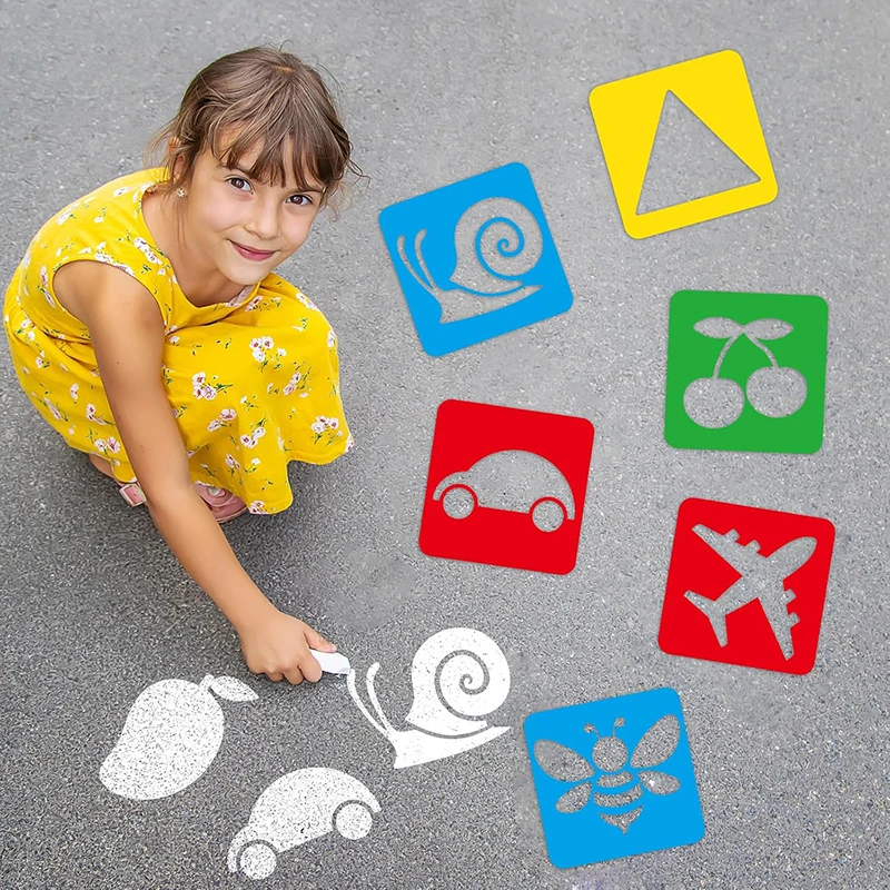 6~24pcs DIY Template Picture Drawing Template Plastic Stencils Rulers Painting Tools Washable Reusable Learning Themed TMZ thumbnail 6