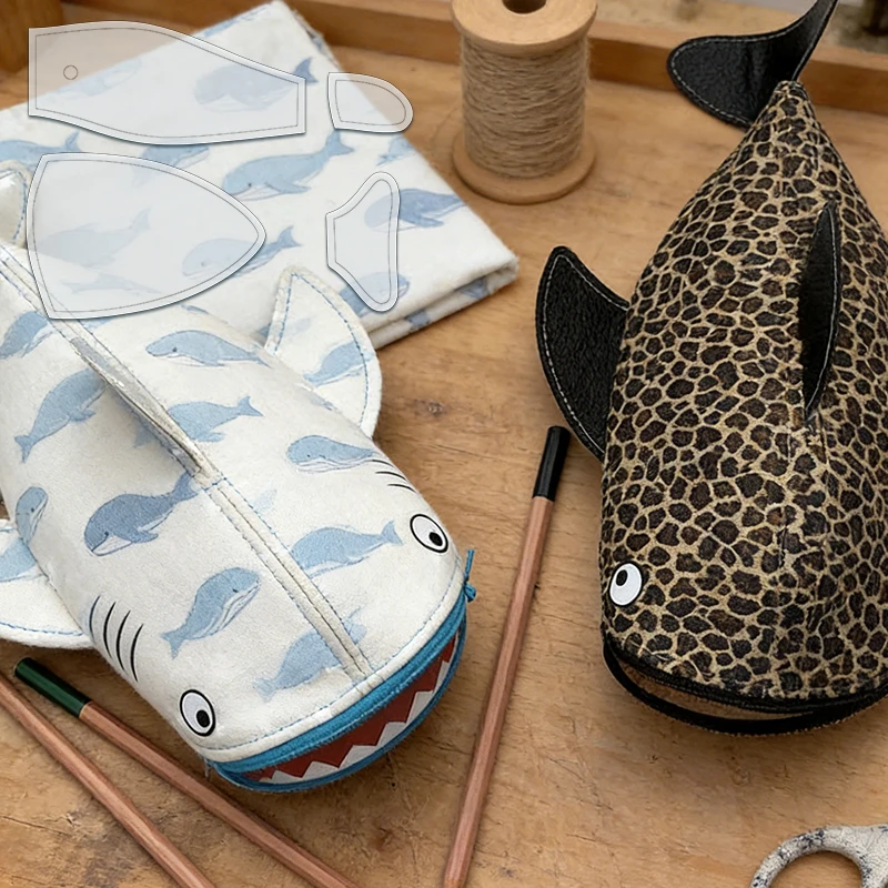 YOMDID 4pcs Adorable Shark Pencil Case Sewing Template DIY Shark Mouth Zipper Pouch Quilting Template Transparent Craft stencil thumbnail 3