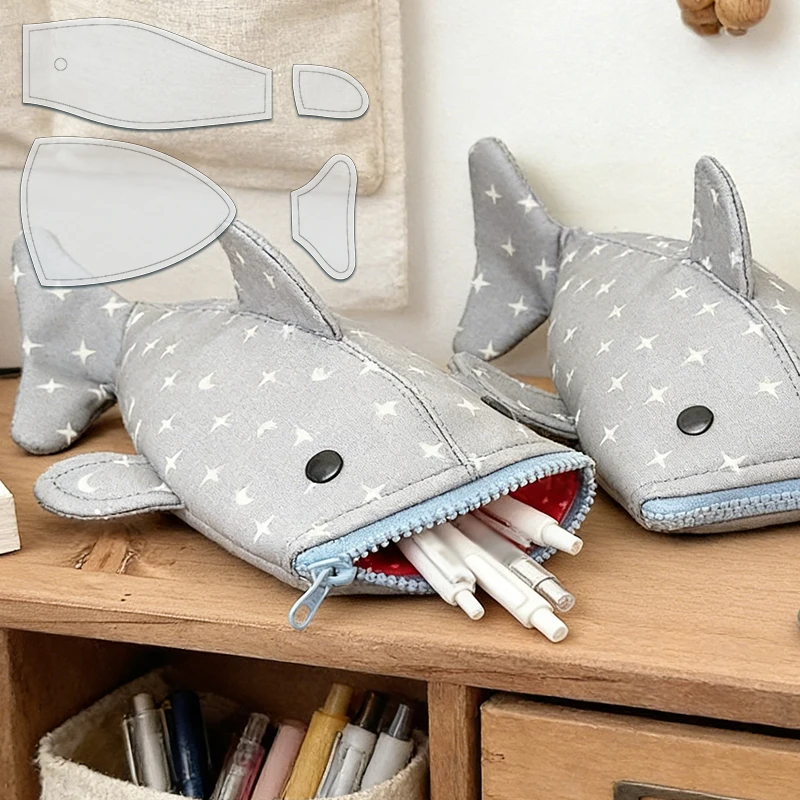 YOMDID 4pcs Adorable Shark Pencil Case Sewing Template DIY Shark Mouth Zipper Pouch Quilting Template Transparent Craft stencil thumbnail 5