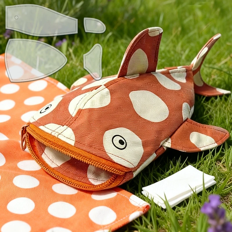 YOMDID 4pcs Adorable Shark Pencil Case Sewing Template DIY Shark Mouth Zipper Pouch Quilting Template Transparent Craft stencil thumbnail 4