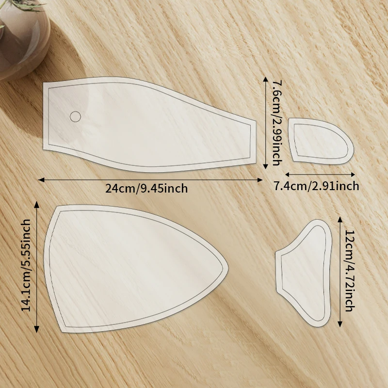 YOMDID 4pcs Adorable Shark Pencil Case Sewing Template DIY Shark Mouth Zipper Pouch Quilting Template Transparent Craft stencil thumbnail 6