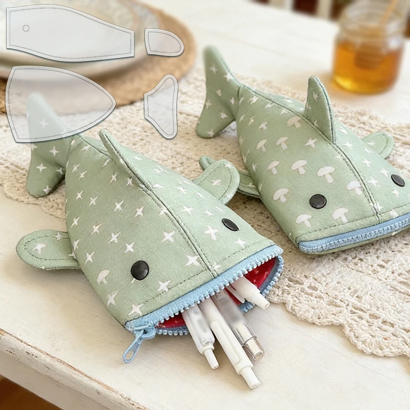 YOMDID 4pcs Adorable Shark Pencil Case Sewing Template DIY Shark Mouth Zipper Pouch Quilting Template Transparent Craft stencil thumbnail 2