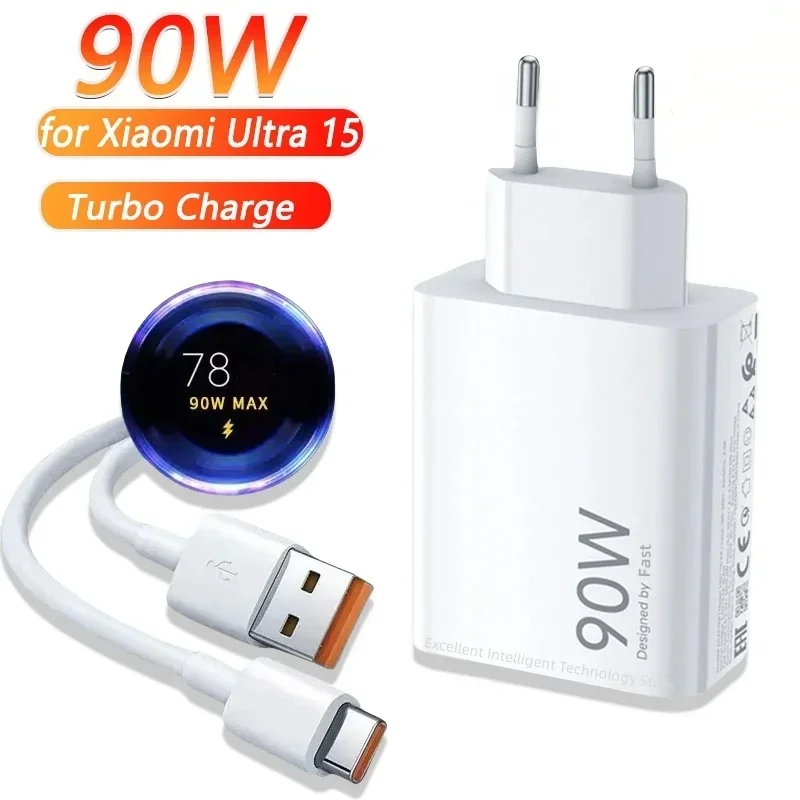 90W Charger Turbo Charge Cargador Adapter for Xiaomi 15 Ultra 15 14 Poco X7 Pro F7 Pro F7 F6 for Redmi Note 14 Pro+ Pad thumbnail 2
