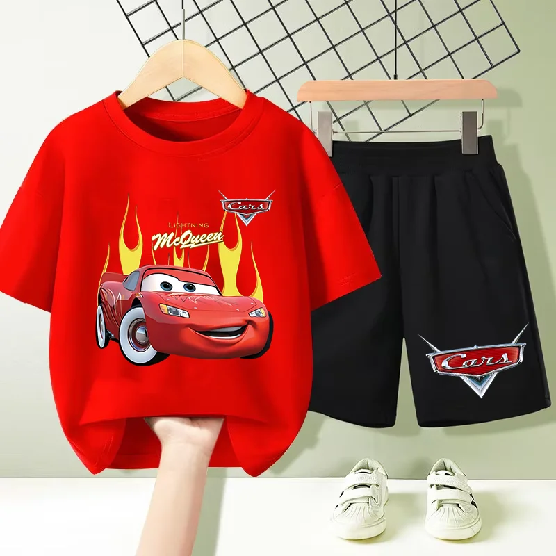 New Lightning McQueen Suits Baby Boys Summer Cotton Tops Pants Set Kawaii Cartoon Pajamas Sets Home Leisure Clothes Gift 2026